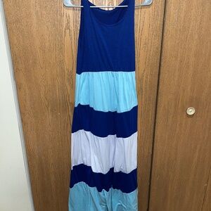 Blue Blocked Maxi Dress